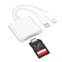 Adaptador OTG 2 en 1 de 8 pines tipo C Hub, tarjeta de memoria Sd TF para teléfono móvil, tarjeta de lectura Otg de alta velocidad multi en uno