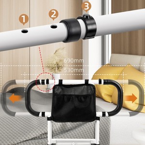 Foldable Height Adjustable Bedside Handrail With <b>Motion</b> Sensor <b>Light</b> For Seniors White 54.6 Cm No Drilling Required - Product Image 5