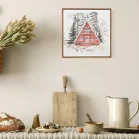 Décoration murale moderne personnalisée pour la maison, impression numérique, maison de neige, peinture de Noël, thème de Noël, toile encadrée, art mural suspendu
