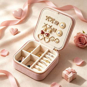 Velvet Travel Jewelry Box Portable Zipper Jewelry Organizer Case Multi‑Grid <b>Storage</b> for Rings <b>Earrings</b> Necklaces Bracelets Gift - Product Image 5