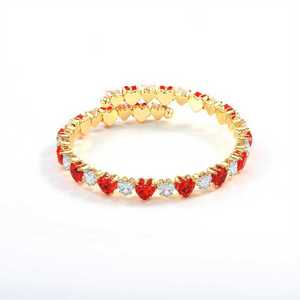 Heart Shape Crystal <b>Bracelet</b> Gold Plated <b>Red</b> White Cubic Zirconia Women's Everyday Wear Jewelry - Product Image 5