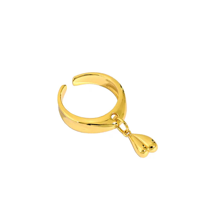 VIANRLA 925 sterling silver minimalist gold plated rings sterling 925 handmade ring with tiny pedant