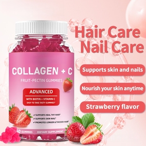 Gomitas de Colágeno Vegano OEM/ODM, Fórmula Avanzada con <span class=keywords><strong>Biotina</strong></span>, Vitamina C y Vitamina A para el Cabello, la Piel y las Uñas, Gomitas de Fresa - Product Image 2