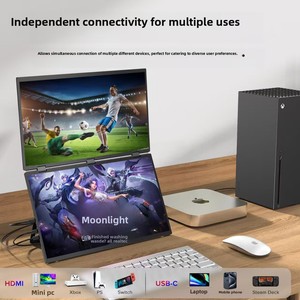 จอภาพพกพาแบบสองจอขนาด 18.5 นิ้ว 120Hz ปรับขึ้น<span class=keywords><strong>ลง</strong></span>ได้ ติดผนังได้ ใช้เป็นจอเสริมภายนอกสำหรับแล็ปท็อป - Product Image 4