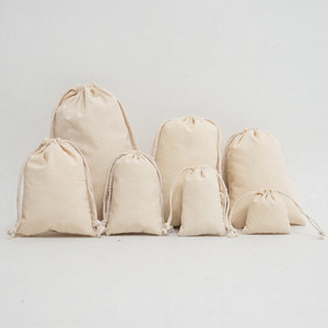 Wholesale Recyclable Costom logo Size Natural Cotton Drawstring <b>Bags</b>, Stock Drawstring <b>Bags</b> Can Print logo - Product Image 5