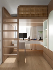 Cama Alta de Madera Personalizada con Escritorio, Armario, Escaleras y Estantería para Adultos y Adolescentes, Ideal para Campus, Escuelas, Hostales o Apartamentos - Product Image 5