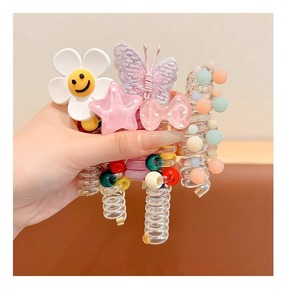 Nouveauté 2026 : Élastiques et attaches pour cheveux pour enfants, motif fleurs en spirale de dessin animé, faits main, haute élasticité, pour petites filles, mariage - Product Image 1