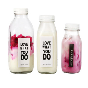 Precio <span class=keywords><strong>barato</strong></span>, la <span class=keywords><strong>mejor</strong></span> venta, 300ML, 500ML, 1000ml, botella de vidrio cuadrada vacía para bebidas de jugo de leche con cubierta a prueba de fugas de plástico blanco - Product Image 3