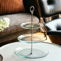 Présentoir à cupcakes rond en verre trempé à 2-3 niveaux pour mariage et événements, plateau de présentation de gâteaux en verre, vente en gros