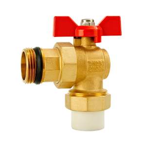 Robinet d'angle à filetage mâle PPR 6/1 pouce, vanne à bille en cuivre massif épaissi 25/32 pour chauffe-eau à fusion à chaud et conduites - Product Image 1