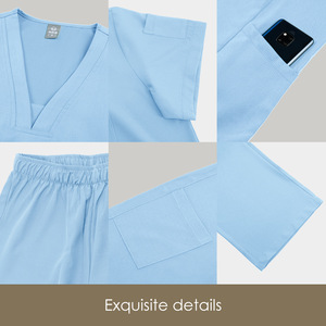 Women's Summer Scrub Set Short Sleeve Straight Leg Pants Moisture Wicking Hospital Outpatient Nurse Uniform Split Set - Product Image 4