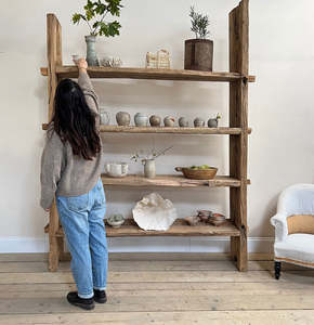 Stylish Home <b>Storage</b> Solutions Large Rustic Salvaged Shelving <b>Unit</b> Handcrafted 100-Year-Old Reclaimed Pine Floor Type 5-Layer - Product Image 4