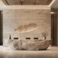 Comptoir de bureau sur mesure en pierre naturelle à motifs, en matériau FRP, pour hôtel, restaurant, salle d'exposition