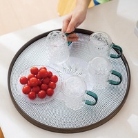 Plateau de service rond en bambou avec set de table Paisley amovible, écologique, durable, deux options de couleur pour la maison, la cuisine, la table de café