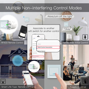 MS-104 WiFi RF433 inteligente interruptor de luz Módulo 2 2way independiente de control para interruptores de pared google casa Tuya. Smartlife Alexa - Product Image 2