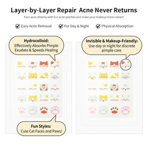 Parches Hidrocoloides para el Acné con Diseño de Gato, Absorción Profunda, <span class=keywords><strong>Curación</strong></span> Rápida, Protección Diurna y Nocturna - Product Image 2