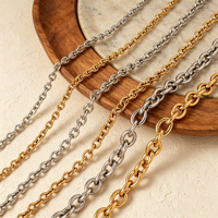 Chaîne croisée O Link imperméable |   Chaîne à maillons ronds en acier inoxydable plaqué or 18 carats PVD pour la création de colliers et bracelets DIY