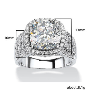 Anillo de Diamantes de Oro Blanco Q046, Corte Cojín, Color D Natural, Anillo de Compromiso para Mujer con Diamantes Laterales - Product Image 4