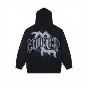 Sudadera con capucha unisex de alta calidad, tejida, con cremallera, forrada, holgada, con estampado directo de tinta blanca, para otoño, 100% algodón, ropa de diseñador. - Product Image 2