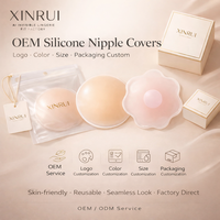 XINRUI Cache-tétons en silicone invisible en forme de fleur pour femme, effet push-up, soutien-gorge adhésif invisible auto-adhésif pour le rehaussement des seins