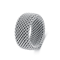 Nouvelle bague en acier inoxydable de 11 mm, argent, or, noir, tressée creuse, modèle 1108