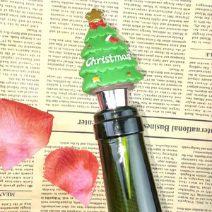 Christmas Tree Bottle Stopper Metal Cork Wine Accessory Holiday Decor - Product Image 1