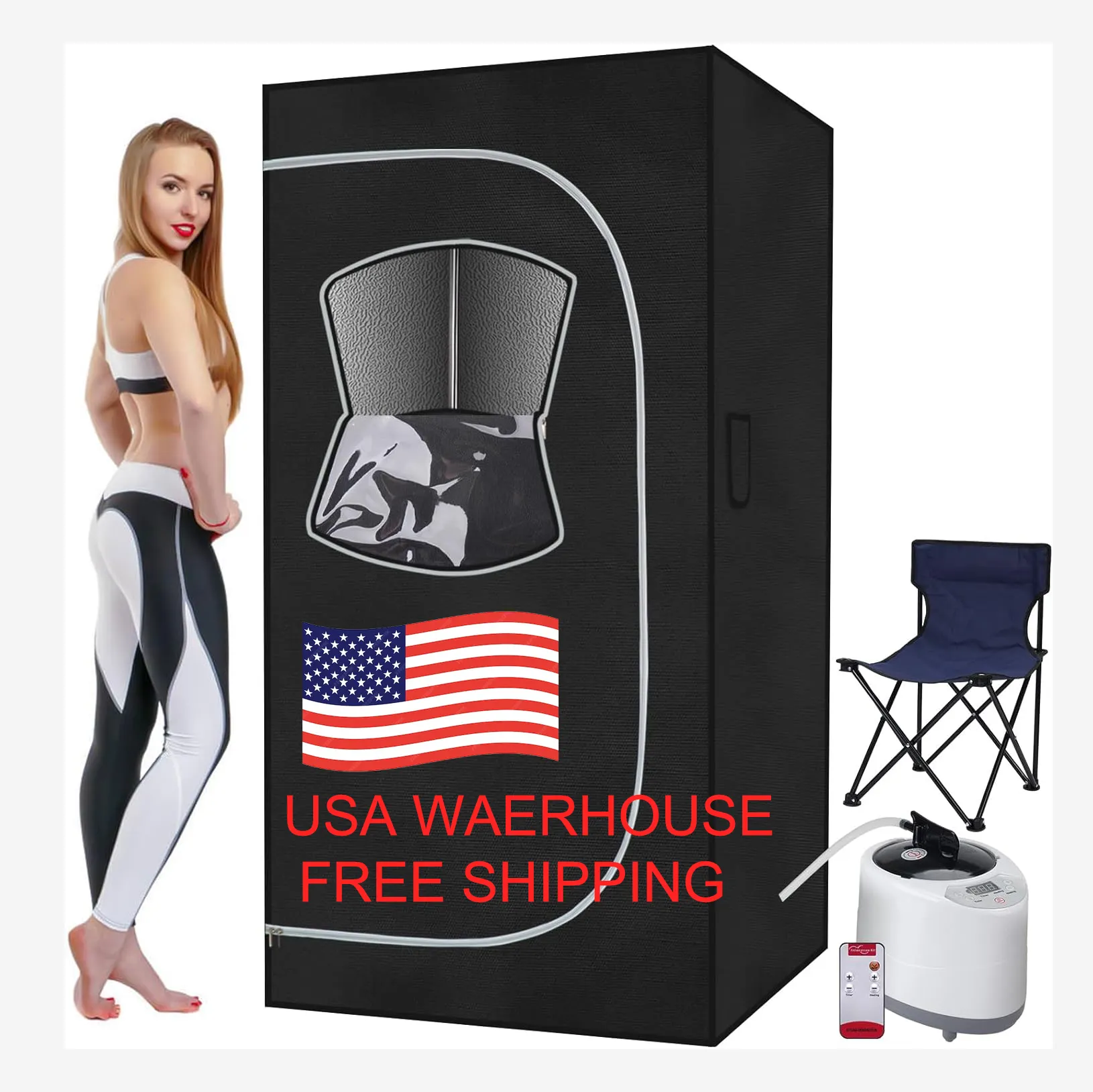 USA Warehouse Free Shipping Home Portable Steam Sauna Suit Full Body with 2.6L Steamer Foldable Remote Control Steam Saunas Tent