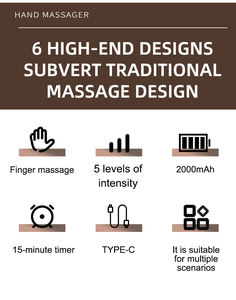 Cordless elettrico 5 livelli di velocità punto di pressione terapia massaggiatore per artrite 3 modalità di massaggiatore a mano con compressione a caldo - Product Image 2