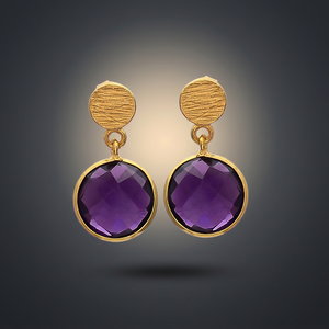 Boucles d'oreilles pendantes en argent faites à la main avec pierres précieuses, plaquées or 24 carats, style bohème, unisexes - Product Image 4