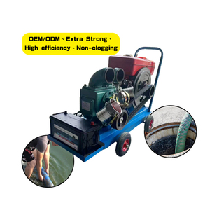 Bomba de lodos de aguas residuales diésel de un solo cilindro, máquina portátil de succión de heces con ruedas, bomba de limpieza de tanques sépticos y sedimentos de río - Product Image 1