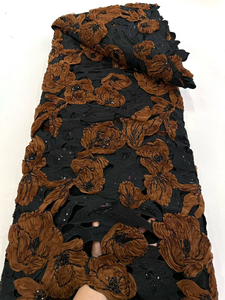 Tela <span class=keywords><strong>de</strong></span> Encaje Africano <span class=keywords><strong>de</strong></span> Alta Calidad NI.AI con Apliques 3D, Flores con Volantes y Pedrería, Encaje Nigeriano <span class=keywords><strong>de</strong></span> Lujo para Vestidos <span class=keywords><strong>de</strong></span> Fiesta y Bodas - Product Image 4