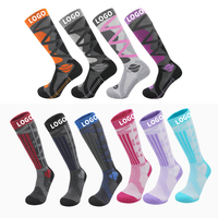 Chaussettes de sport extensibles professionnelles personnalisées, antidérapantes, longues chaussettes de ski aux genoux, logo personnalisé