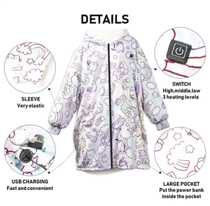 USB Có Thể Sạc Lại Thông Minh Điện 5 Tấm Sưởi Ấm Mùa Đông Không Thấm Nước Dài Tay Áo Nóng Lên Áo Khoác Cho Ngoài Trời - Product Image 4