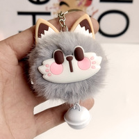 Porte-clés pendentif chat en peluche mignon et créatif avec boule de fourrure, décoration de sac à dos pour couples, petit cadeau