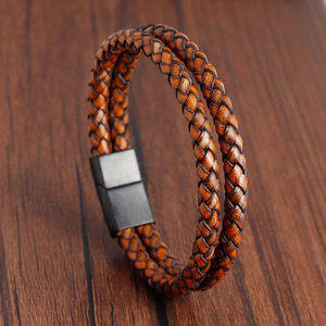 Nuovo Stile Personalizzato Logo In Acciaio Fibbia In Acciaio di Colore Dell'annata Del Braccialetto Del Cuoio Genuino Per Gli Uomini - Product Image 1