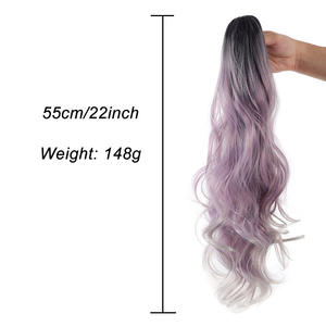 Perruque queue de cheval longue bouclée gris-violet avec couronne haute et cheveux à pointe en I pour femme Miss Style PY333 10.5 - Product Image 4