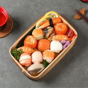 Boîte en papier kraft marron et <span class=keywords><strong>momiji</strong></span> SM7-1107, plateau à sushi à emporter avec couvercle en PET pour aliments – Prix usine de gros - Product Image 5