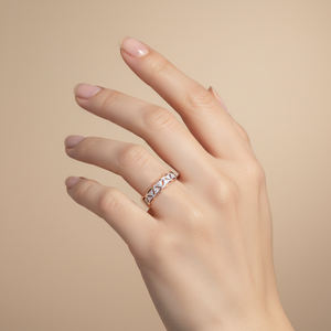 Bague en or blanc et rose 18 carats de haute qualité, très populaire, vintage, élégante, avec diamant naturel véritable pour femme - Product Image 5