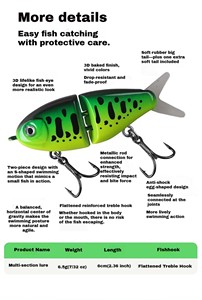 Leurre <span class=keywords><strong>de</strong></span> Pêche Minnow Articulé 6 cm 6,5 g Swimbait Coulant avec Queue Souple pour l'Achigan - Product Image 6