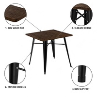 Table industrielle en fer sur mesure avec plateau en bois, qualité supérieure, table de restaurant et de café, vente chaude auprès d'un fabricant chinois