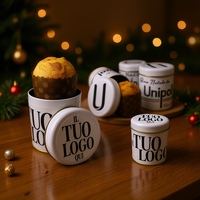 Boîte promotionnelle blanche personnalisée en fer blanc, imprimée offset, lavable, pour gâteaux de Noël italiens, avec carte cadeau imprimable, coffret cadeau de fêtes