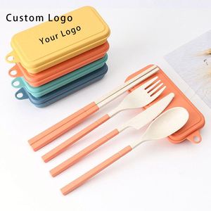 Nordic Style Wheat Straw Travel Utensil Set, 300mL, PP Material, Silk <b>Screen</b> Printing for Business Gifts - Product Image 6