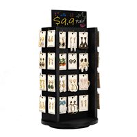 Support de présentoir à bijoux noir commercial rotatif pour collier, bague, boucles d'oreilles, présentoirs à bijoux en bois pour la vente