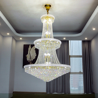Lustres suspendus en cristal de luxe de style moderne en or pour escalier d'hôtel, grand modèle, pour la décoration intérieure