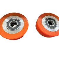 Roues en polyuréthane PU/Nylon jaunes, type plat, roulement à billes, bande de roulement ferme, résistance à l'usure, usage intensif, pour chariots élévateurs manuels et électriques