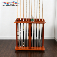 Support de sol pour queues de billard S.Q.F en bois massif à 8 fentes, support vertical pour queues de billard et de snooker avec boîte pour 1/2 queue, étui pour queues de billard pour salle de jeux à domicile