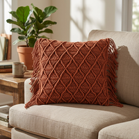 Housse de coussin carrée en macramé faite à la main, style uni, pour la maison et l'hôtellerie, prix de gros, fabricant indien direct