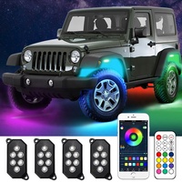 Nouveauté : Kit de 4 éclairages LED RGBIC 12V étanches IP68 pour voitures, camping-cars, modèles tout-terrain, pick-up EcoSport avec garantie de 3 ans