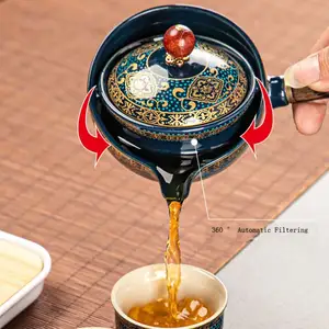 Портативный дорожный чайник и Набор чашек для кунг-фу с фильтром, креативный керамический автоматический чайный набор, чайники для чая с подносом