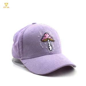 カスタマイズされた紫色のコーデュロイ野球帽帽子